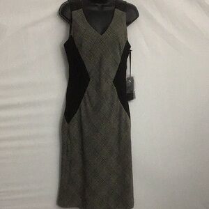 NWT Iris Setlawke Plaid & Leather Wiggle Dress 4